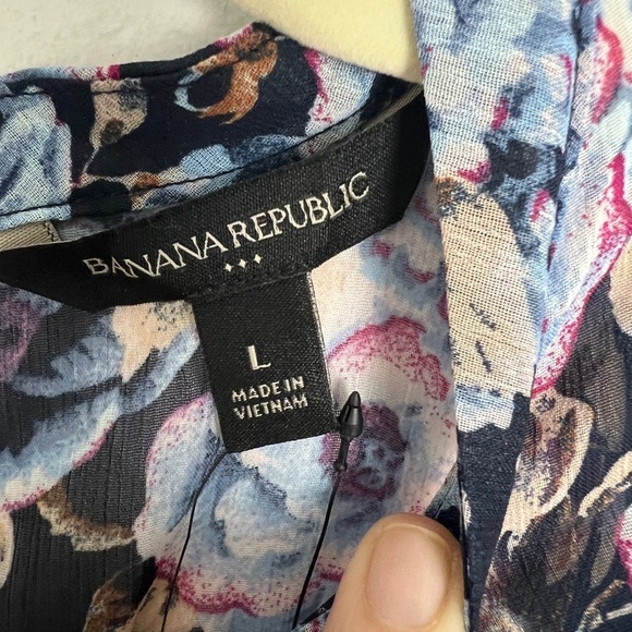 NEW Banana Republic Women's Navy Multi Floral Chiffon Midi Dress Feminine Boho - Picture 13 of 15